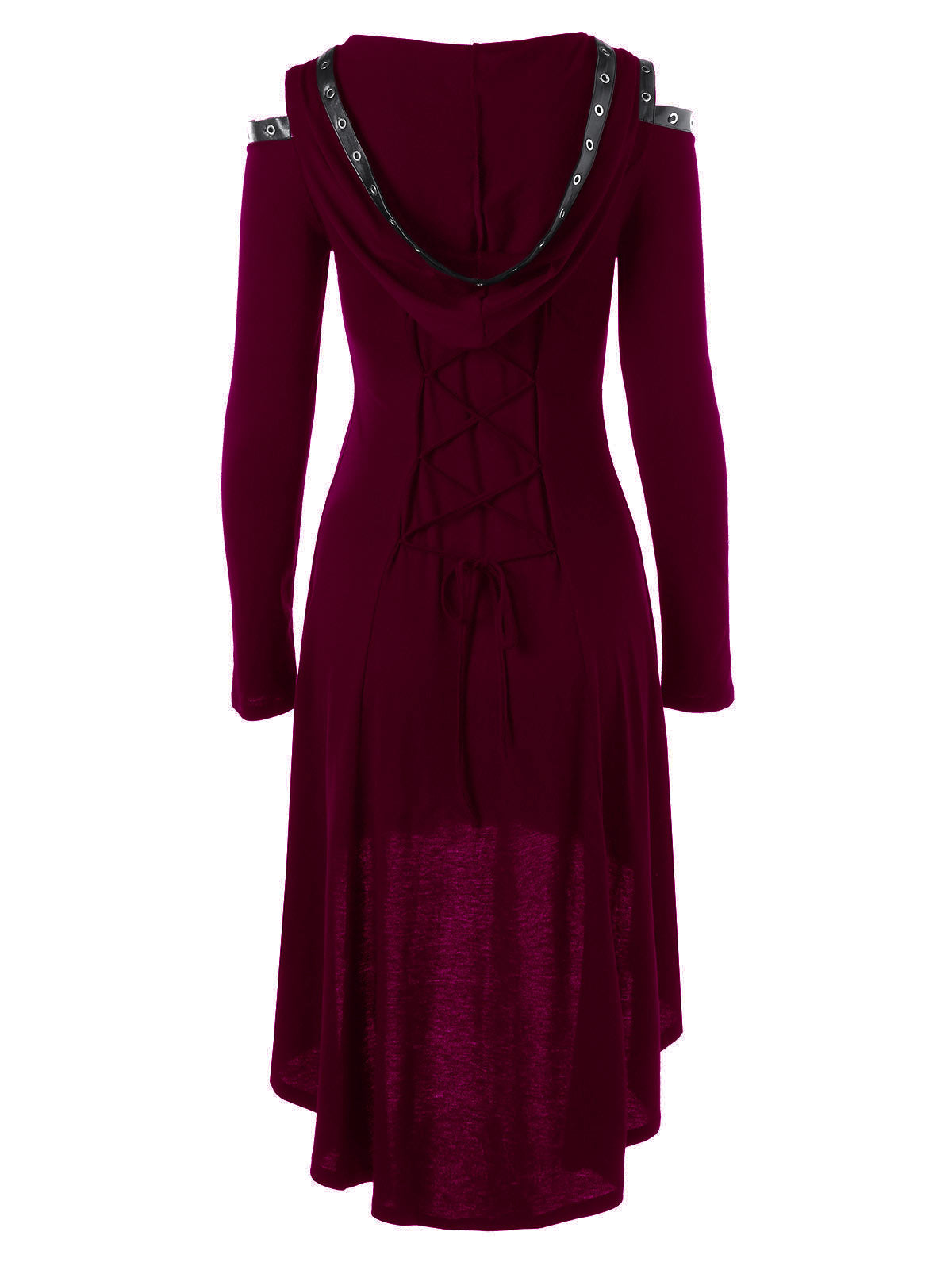 Lace up Long Sleeve Hooded Gothic Dress