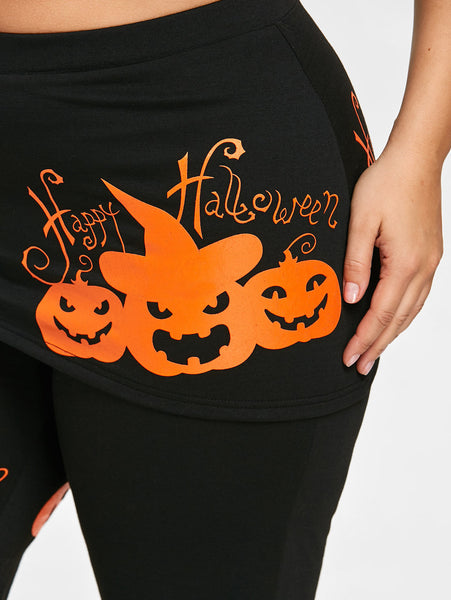 Halloween Pumpkin Lace Skirted Pants