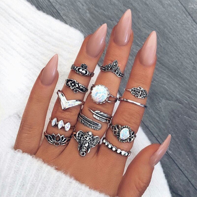 13pcs Boho Style Rings - The Official Strange & Creepy Store!