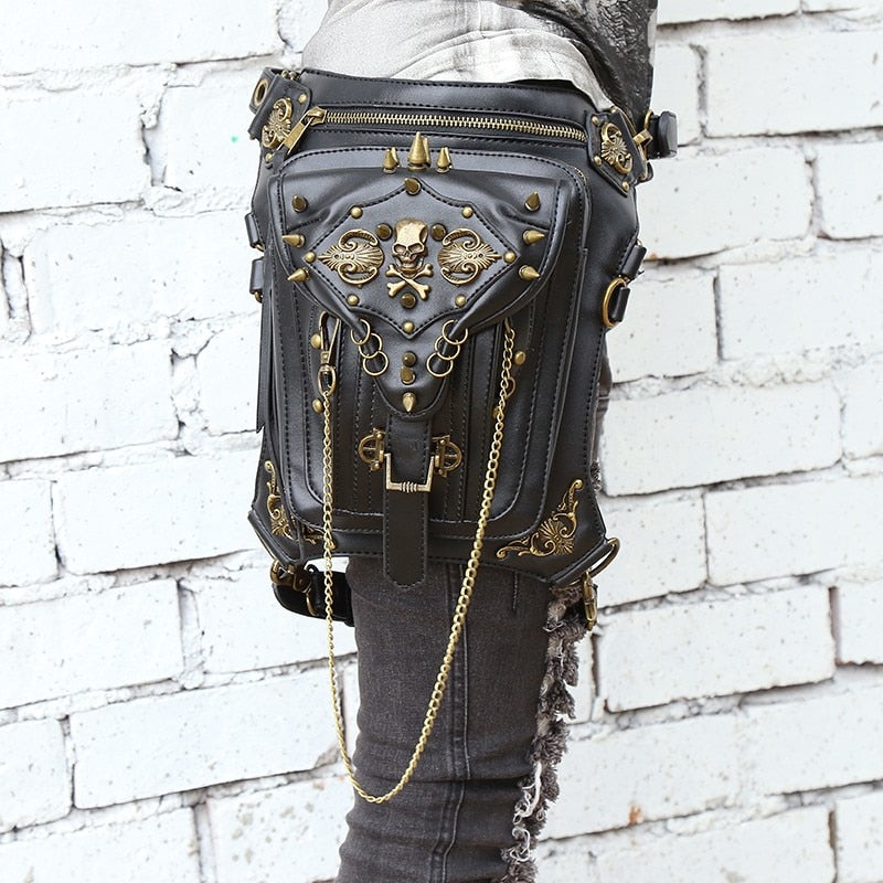 Steam Punk Skull Gothic Waist Leg Purse Bag