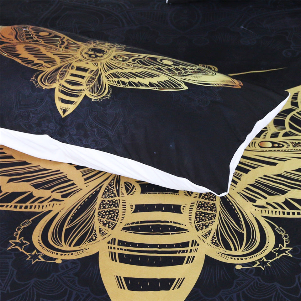 3pc Duvet Butterfly Skull Head Bedding Set