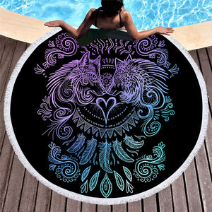 Wolves Heart By Sunima Art  Round Beach Towel