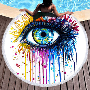 Rainbow Fire By Pixie Cold Art  Round Beach Towel
