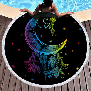 Colorful Dream Moon 150cm Round Beach Towel