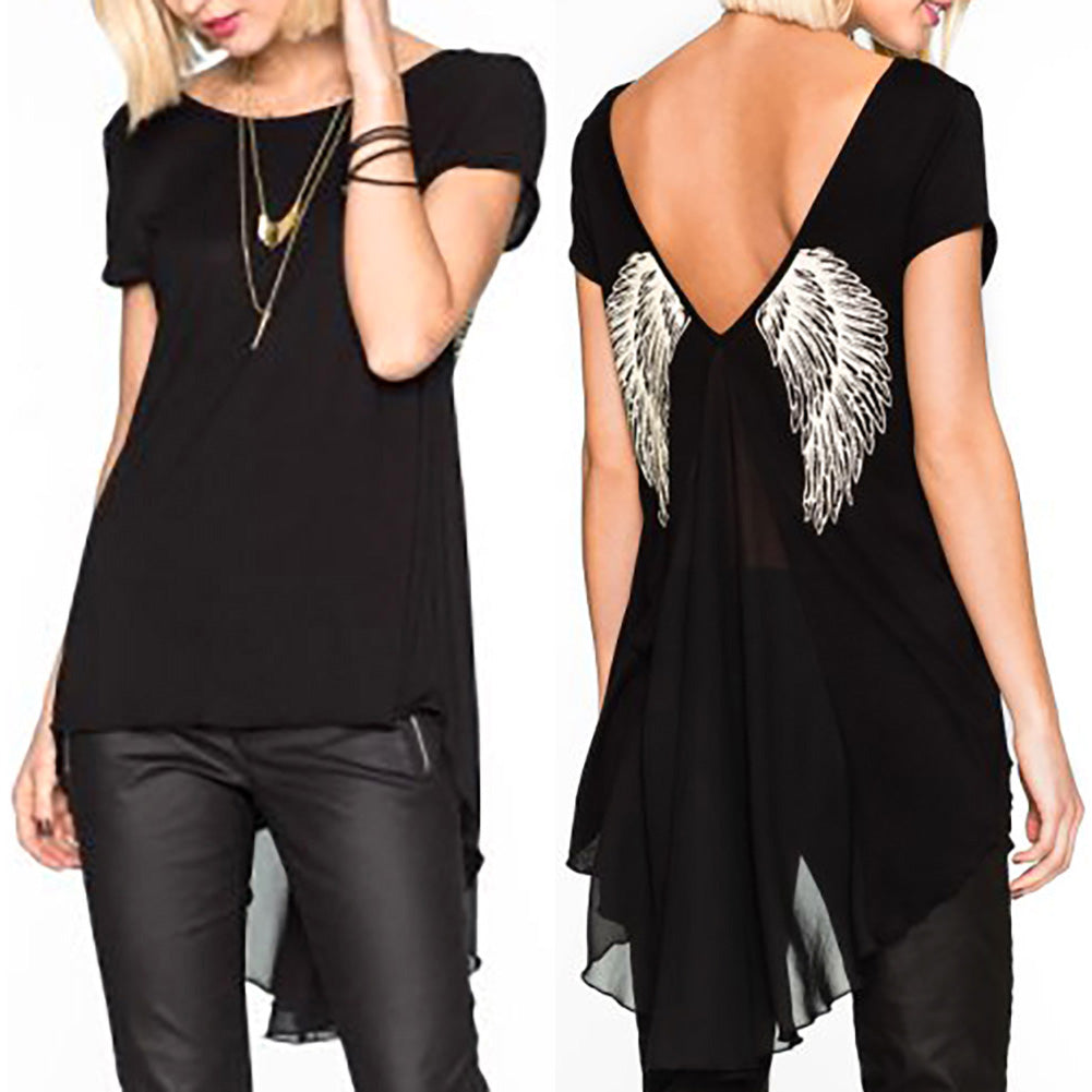 Angel Wings Unique Back Print Short Sleeve TShirt