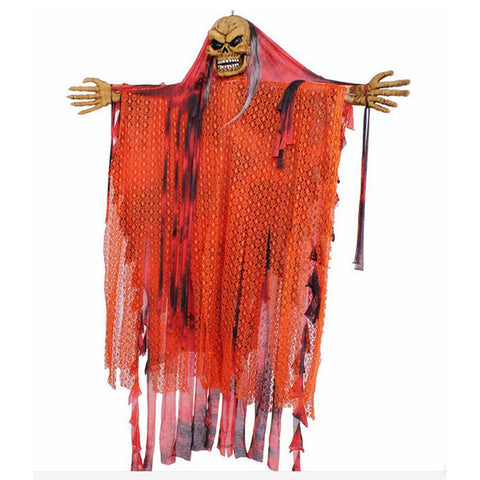 Halloween Orange Sound Control Hanging Skeleton Ghost 150cm