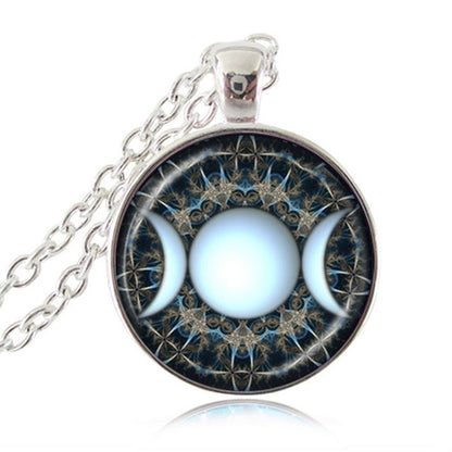 Triple Moon Goddess Pendant Necklace