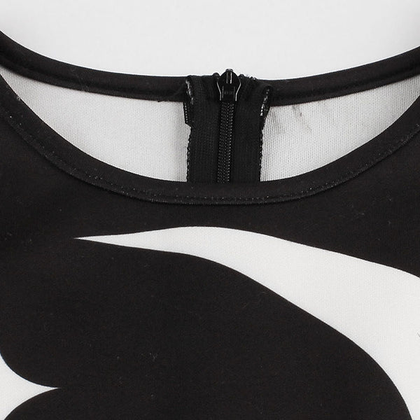 Black Print Crescent Moon Casual Dress