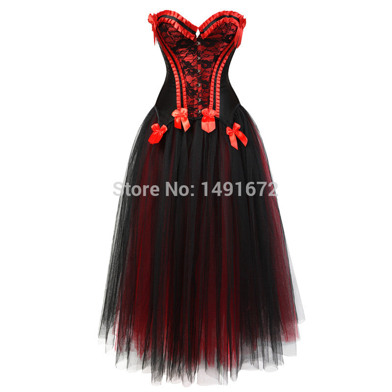 Renaissance Charmain Womens Corset Bustier Victorian Dress with Skirt