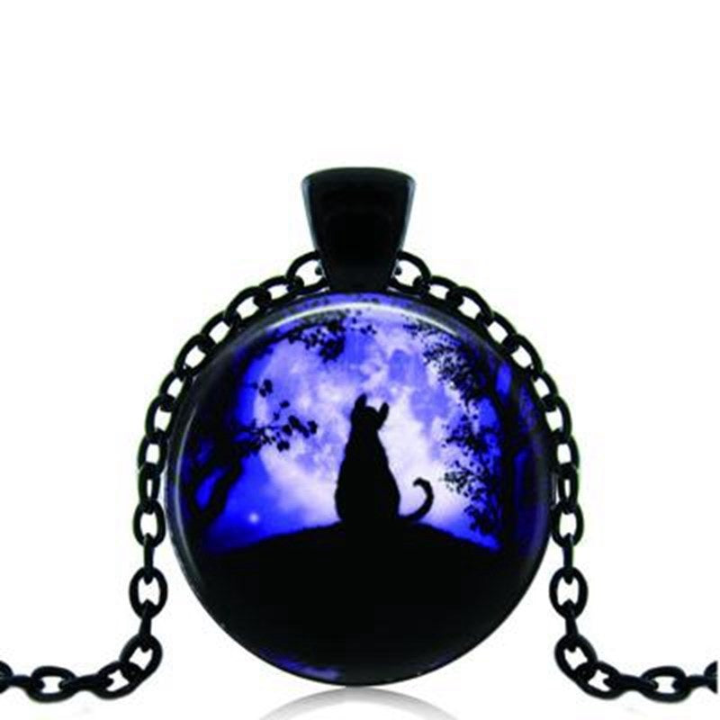 Dark Moon Kitty  Necklace Pendant