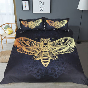 3pc Duvet Butterfly Skull Head Bedding Set