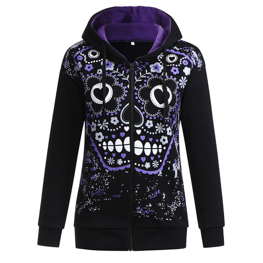 Purple Sugar Skull Hooded Sweatshirt