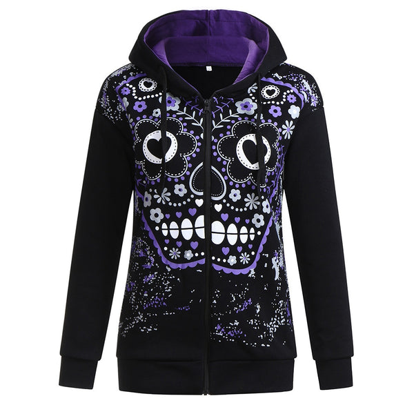 Purple Sugar Skull Hooded Sweatshirt