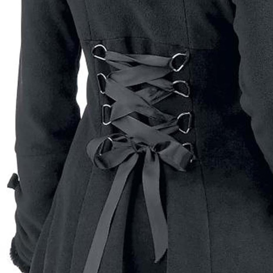 Vintage Black Lace BowKnot Hooded Coat