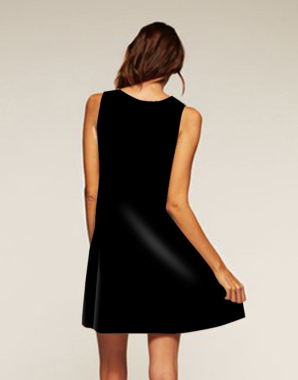 Gold Gothic Moon Print Sleeveless Tank Dress