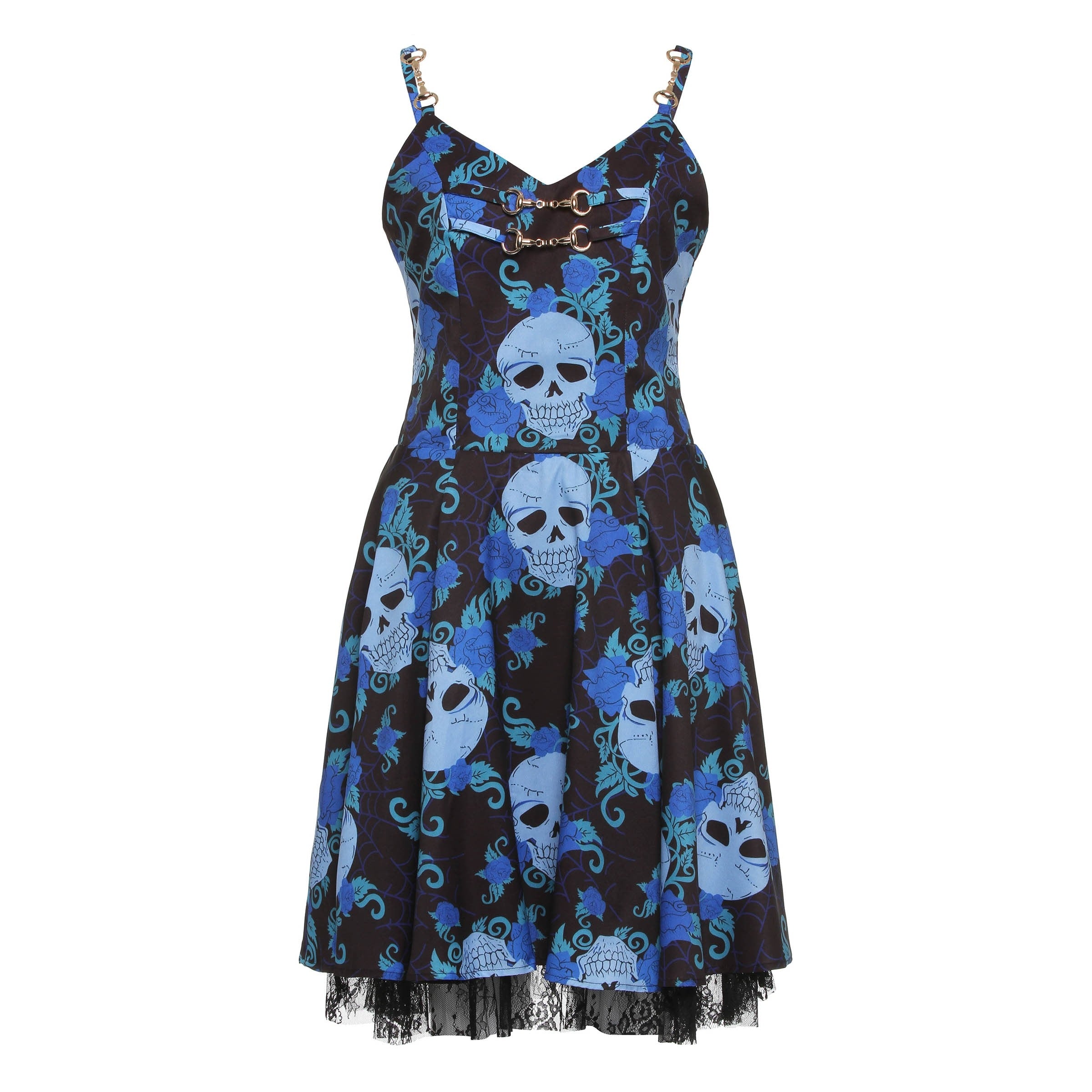 Gothic Skull Lace Mini Dress