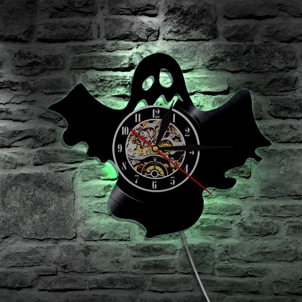 7 Color 3D LED Ghost Vinyl Wall Clock