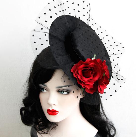 Rose Lace Mini Top Hat Hair Clip