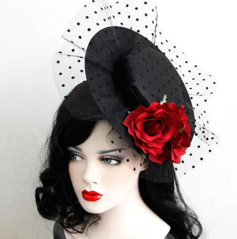 Rose Lace Mini Top Hat Hair Clip
