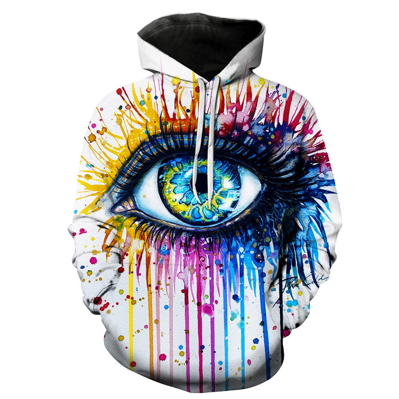 Splash Paint Eye 3D Pullover Hoodie by Pixie Cold Art