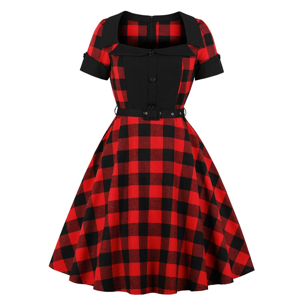 Gothic Vintage Style Plaid Dress