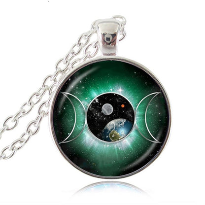 Triple Moon Goddess Pendant Necklace