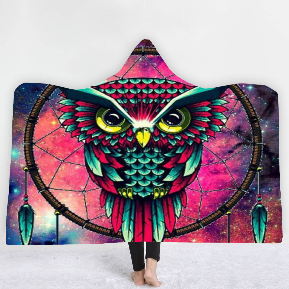 Owl Dream Catcher Hooded Blanket