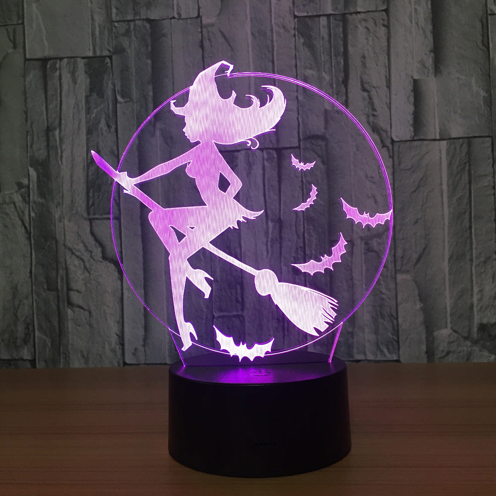 7 Color 3D LED  Acrylic Witch Table Lamp