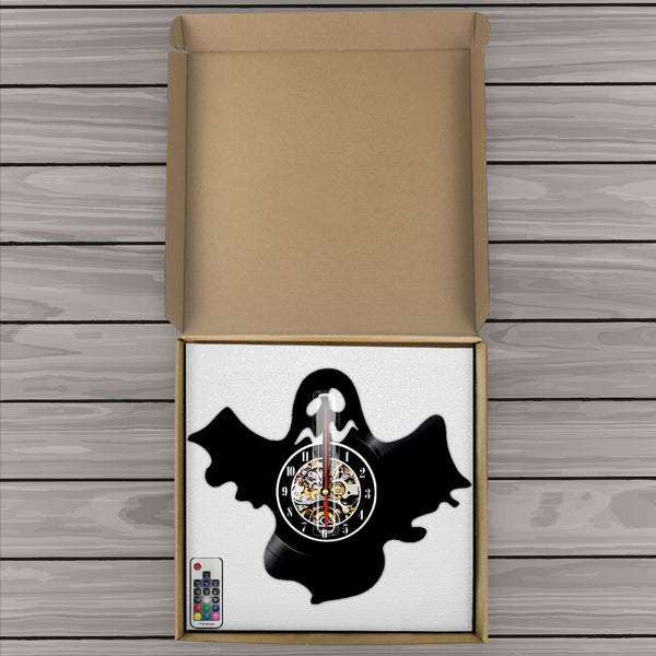7 Color 3D LED Ghost Vinyl Wall Clock