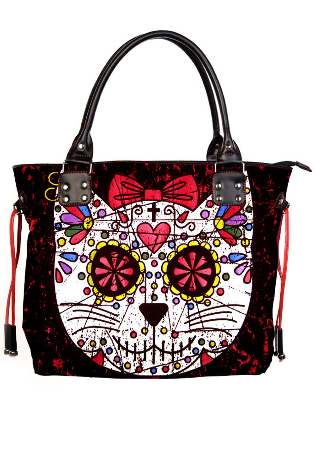 Sugar Skull Kitty Cat Candy Rockabilly Gothic Punk Shoulder Bag