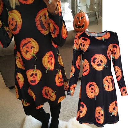 Halloween Pumpkin Printed Dress