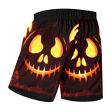 Men 3D Printed Halloween Pumpkin Swim Beach Shorts