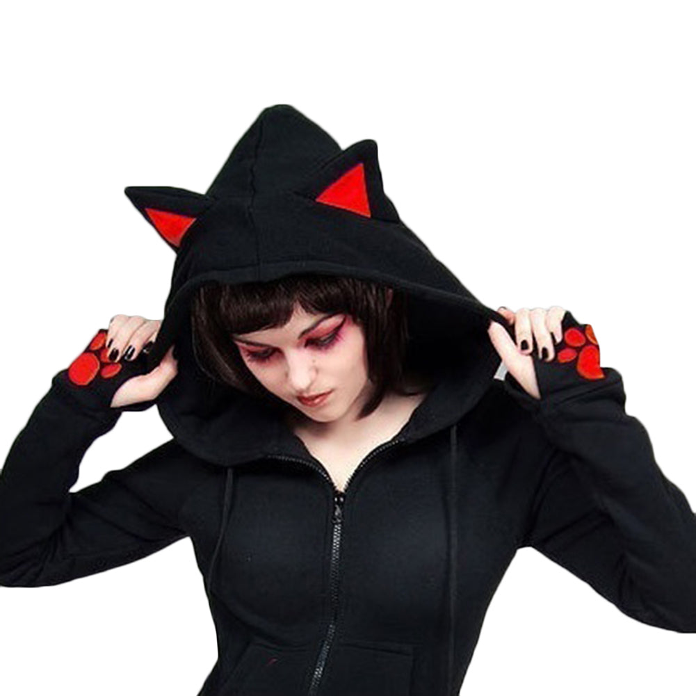Long Sleeve Cat Ears Hooded Sweatshirt