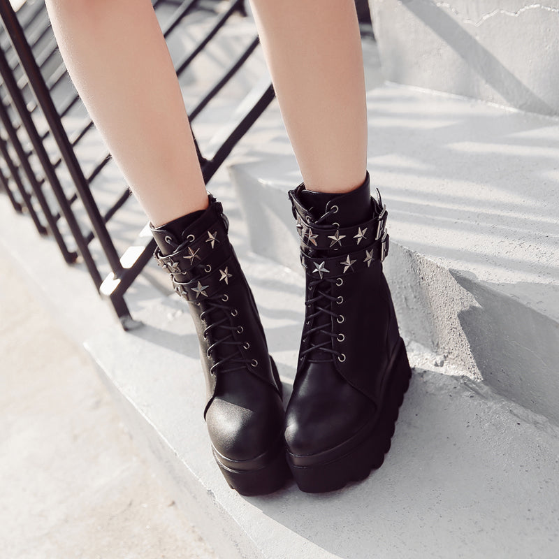 High Heel Platform Gothic Ankle Fashion Boots