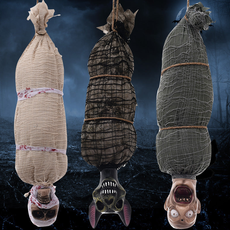 Hanging Halloween Creepy Wrapped Up Upside Down Prop