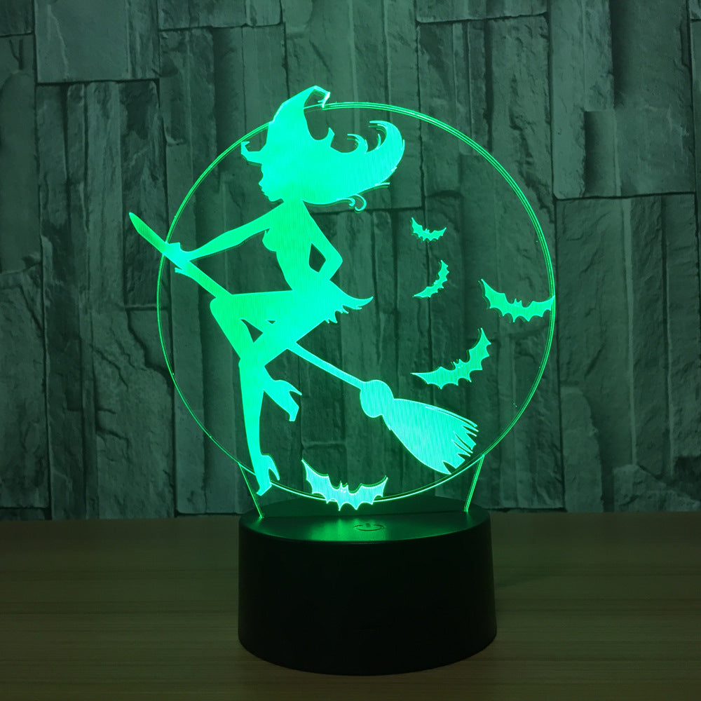 7 Color 3D LED  Acrylic Witch Table Lamp