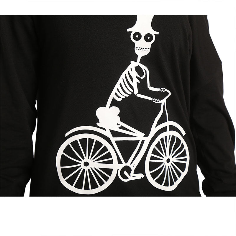 Off The Shoulder Skeleton Bike Long Sleeve Top