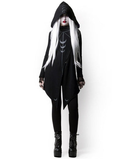 Gothic Moons Long Sleeve Loosed Hooded Sweatshirt