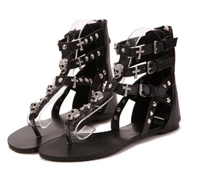 Skulls Rivets Gothic Sandals