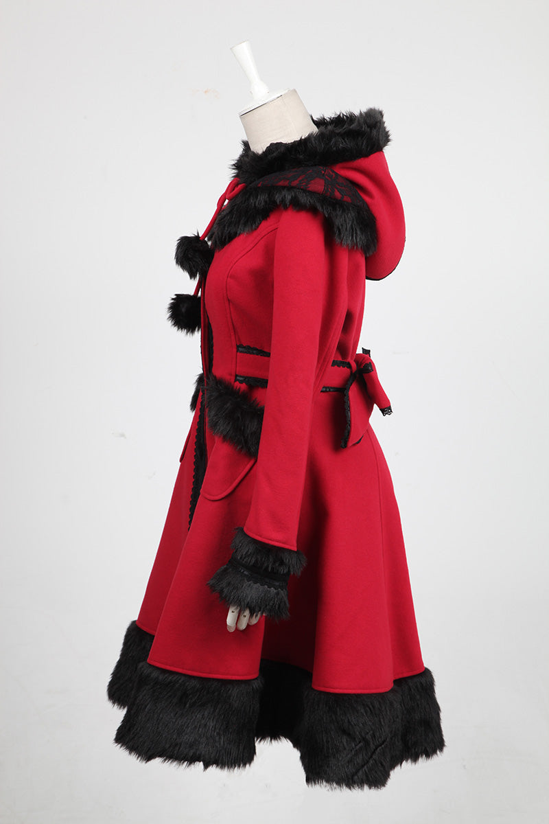 Gothic Lolita Style Retro Red Shawl Long Coat