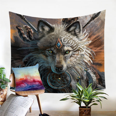 Wolf Warrior By SunimaArt Microfiber Decorative Wall Tapestry