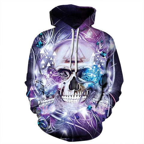Mechanical Skull 3D Print Hooded Sweatshirt