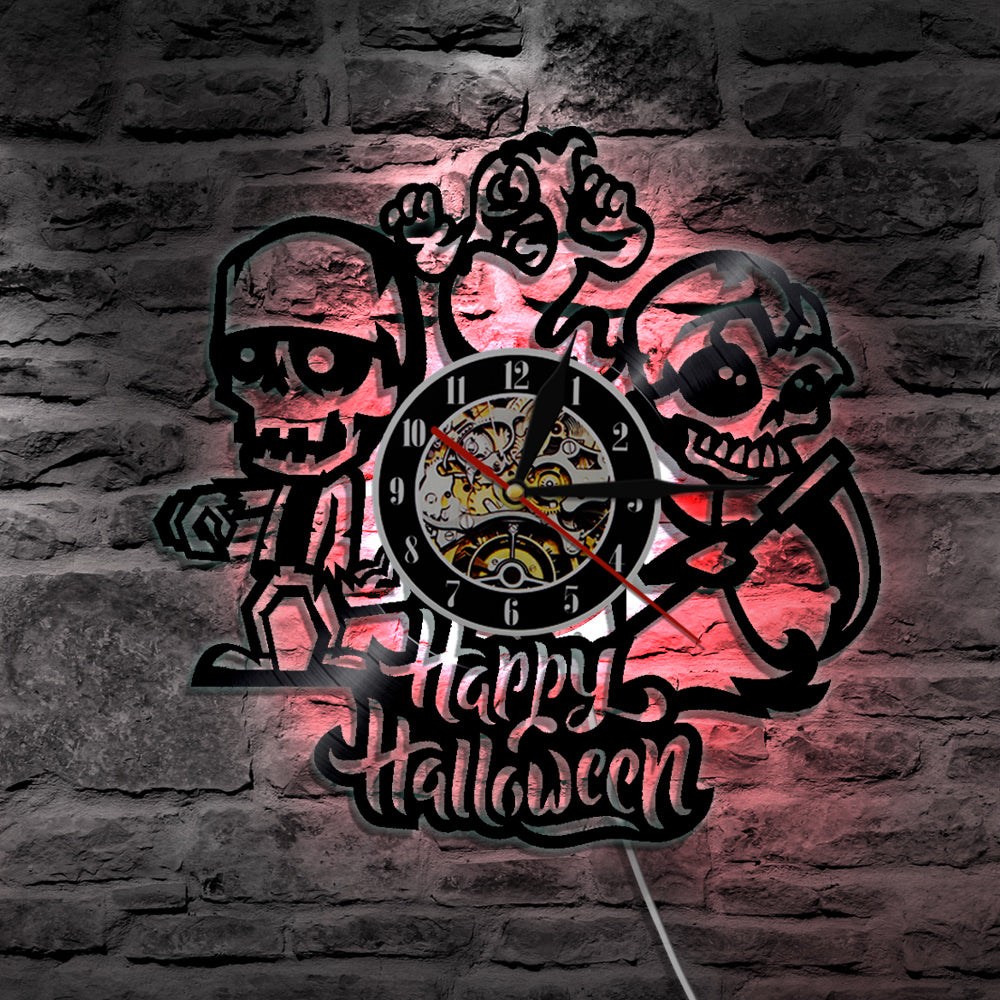 7 Color 3D LED Halloween Zombie Wall Clock