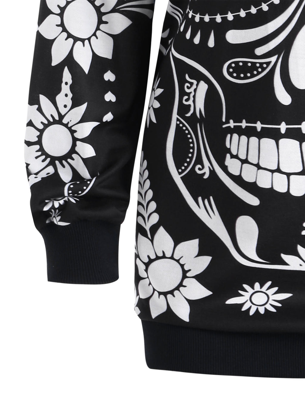 Azulina Hooded Floral Skull Print Sweatshirt