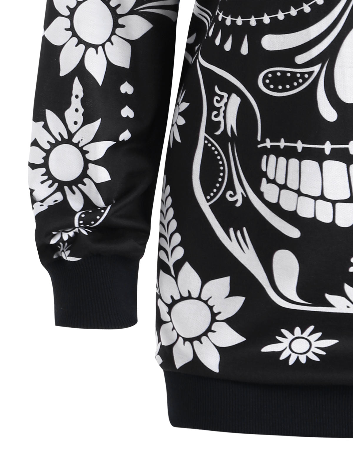 Azulina Hooded Floral Skull Print Sweatshirt