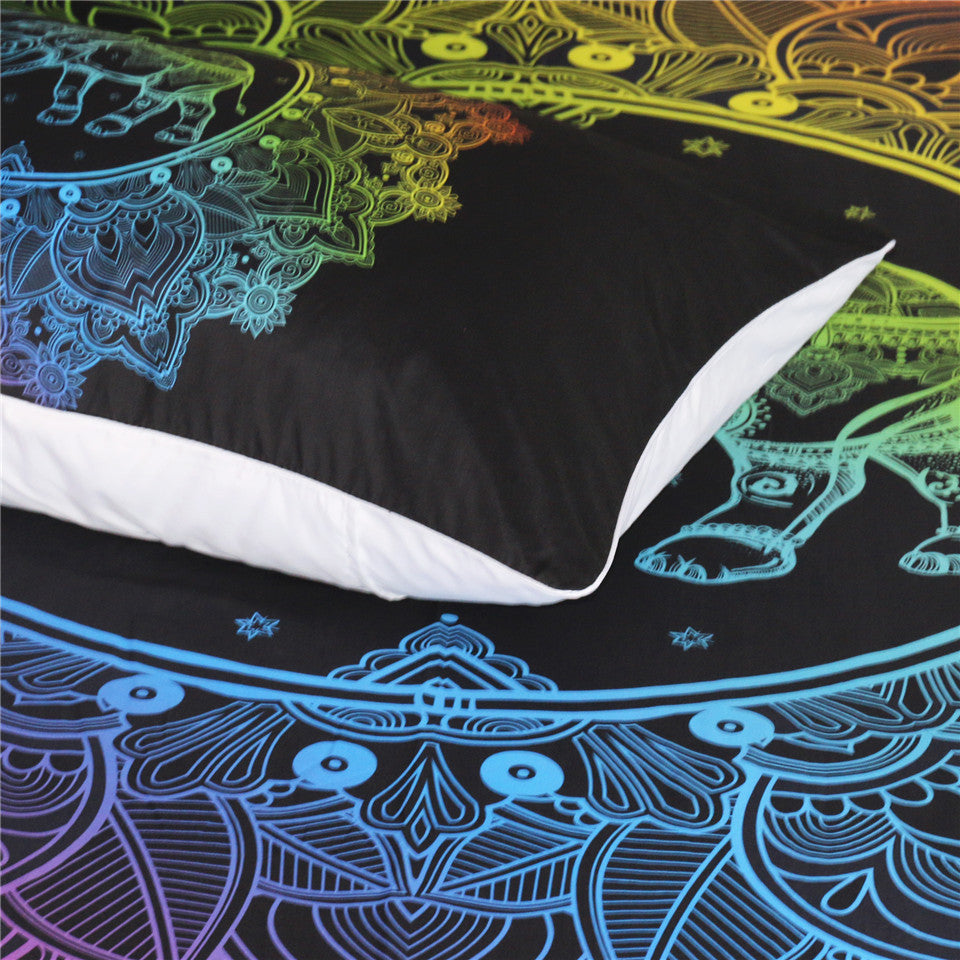 Mandala Elephant Bohomeian 3D Duvet 3pc Bedding Set