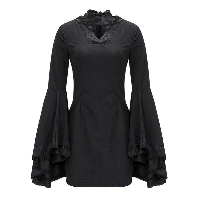 Gothic Flare Long Sleeve Dress