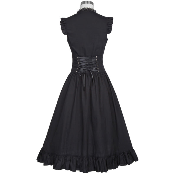 Black Punk Gothic Lace-up Corset  Victorian Dress