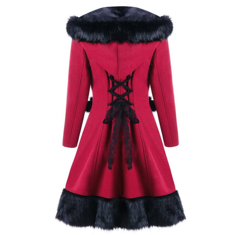 Hair Collar Spliced Coat