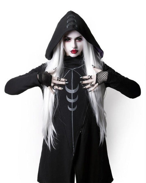 Gothic Moons Long Sleeve Loosed Hooded Sweatshirt